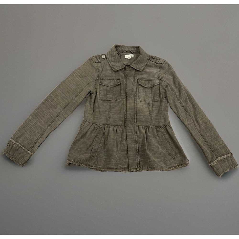 Maison Jules Women's  Olive Green Peplum Utility Jacket Size M - Parisian Chic